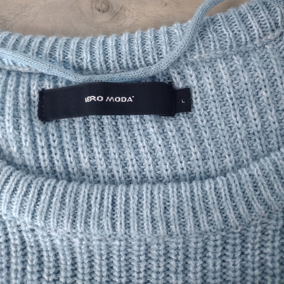 Vero Moda tida wrap back blue tone long sleeve sweater size L - Picture 10 of 10